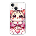 Coque taperso pour Iphone 15 et PRO PLUS PRO MAX avec motif chat noeud et coeur protection antichoc personnalisée