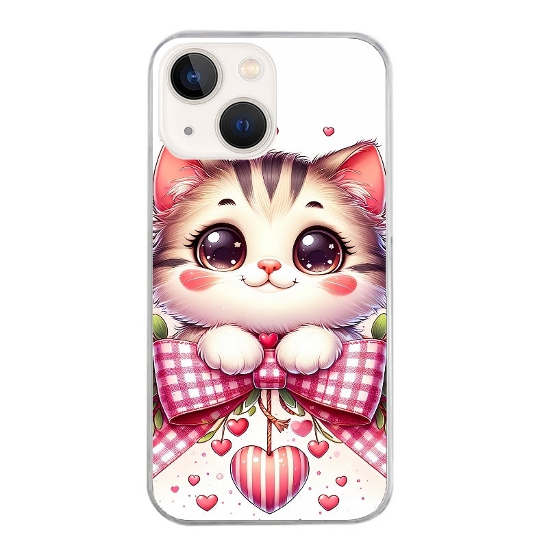 Coque taperso pour Iphone 15 et PRO PLUS PRO MAX avec motif chat noeud et coeur protection antichoc personnalisée