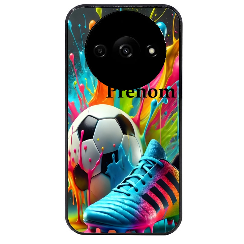Coque noire taperso pour Redmi A3 avec motif foot color personnalisee protection antichoc personnalisée