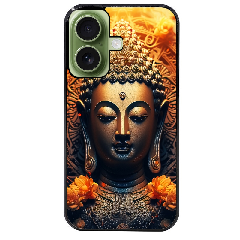Coque noire taperso pour Iphone 17 17E AIR MAX PRO avec motif bouddha et fleur protection antichoc personnalisée