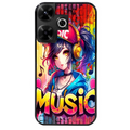 Coque noire taperso pour POCO M6 4G avec motif anime manga et music protection antichoc personnalisée
