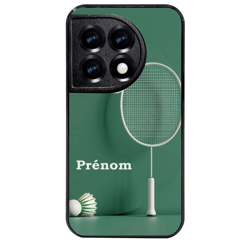 Coque noire taperso pour OnePlus 11 et 12 avec motif badminton sport personnalise protection antichoc personnalisée