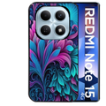 Coque noire taperso pour Redmi Note 15 et PRO PLUS 4G 5G avec motif tropical violet et des fleurs protection antichoc personnalisée