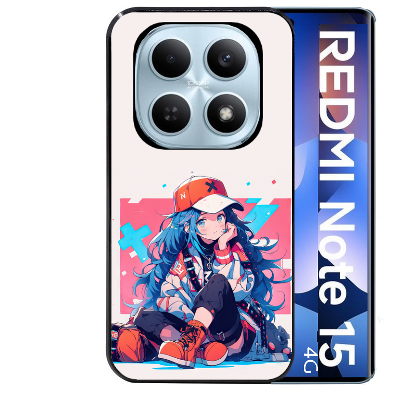 Coque noire taperso pour Redmi Note 15 et PRO PLUS 4G 5G avec motif anime casquette personnalise protection antichoc personnalisée