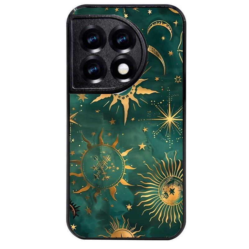Coque noire taperso pour OnePlus 11 et 12 avec motif lune et astro protection antichoc personnalisée