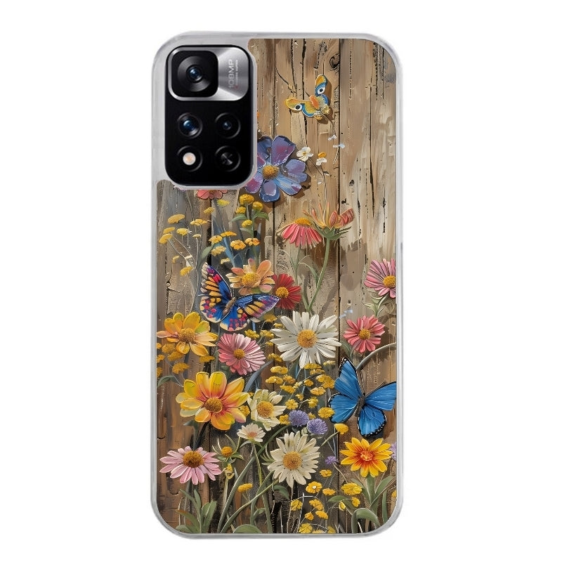 Coque taperso pour Redmi Note 12 4G 5G PRO 4G avec motif bois et papillon 1 protection antichoc personnalisée