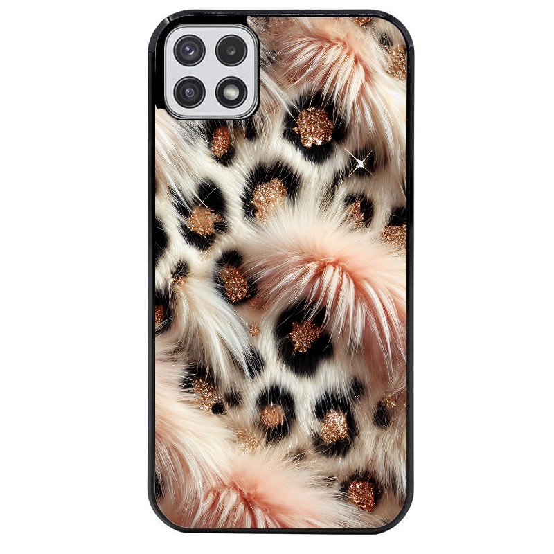 Coque noire taperso pour galaxy A22 A32 A52 A52S 4G 5G  avec motif effet fourrure leopard 1 protection antichoc personnalisée