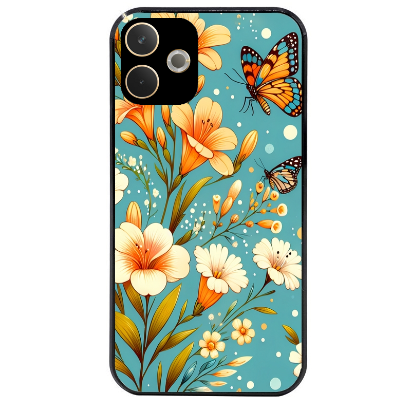 Coque noire taperso pour OPPO A5 PRO 4G et 5G avec motif fleur orange protection antichoc personnalisée