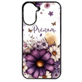 Coque noire taperso pour POCO C71 4G avec motif fleur violette personnalisee protection antichoc personnalisée