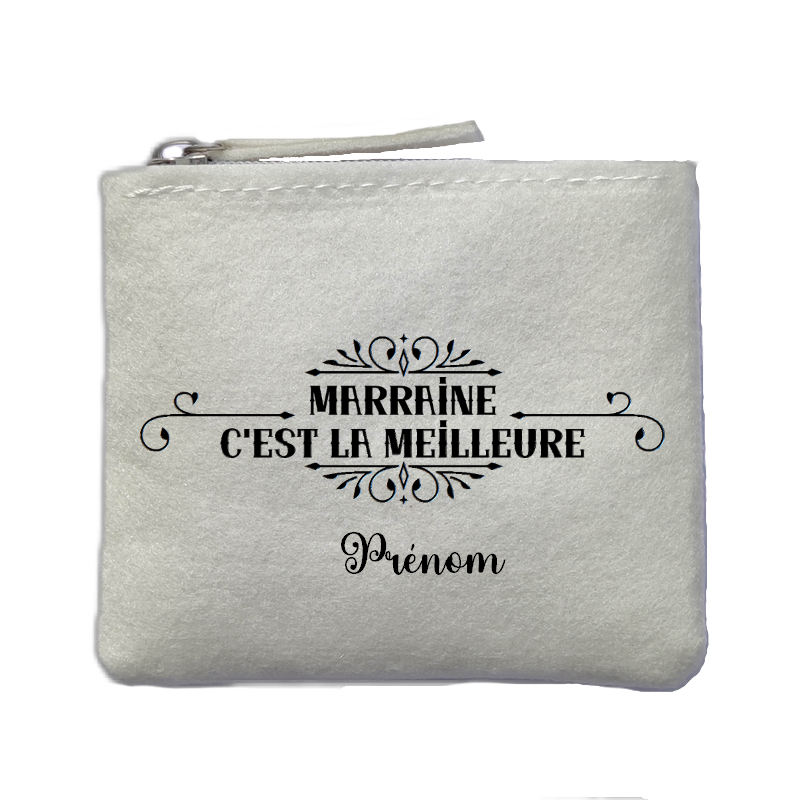 Porte monnaie personnalisé marraine meilleure ivoire en feutrine en feutrine ivoire
