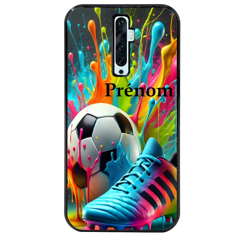 Coque noire taperso pour OPPO Reno 2 et 2Z avec motif foot color personnalisee protection antichoc personnalisée
