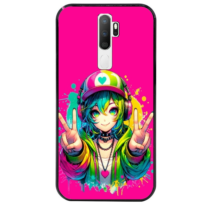 Coque noire taperso pour OPPO A5 A9 2020 avec motif anime manga et tag protection antichoc personnalisée