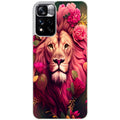 Coque taperso pour Redmi Note 11 4G PRO 5G 11S avec motif lion et fleurs rose protection antichoc personnalisée