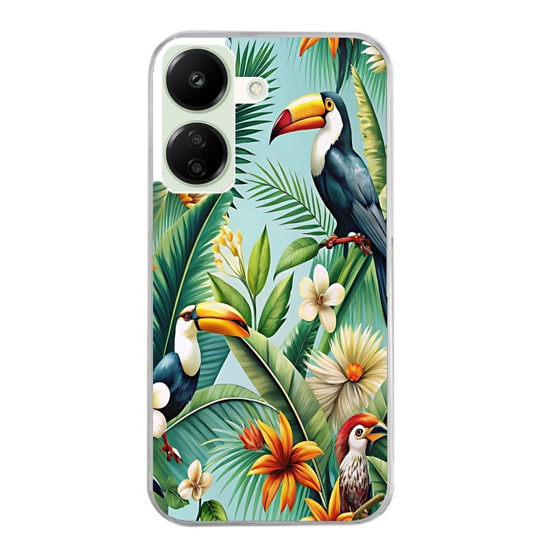 Coque taperso pour POCO C65 4G avec motif perroquet tropical protection antichoc personnalisée