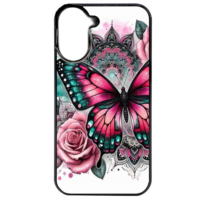 Coque noire taperso pour Redmi A5 4G avec motif papillon rose protection antichoc personnalisée