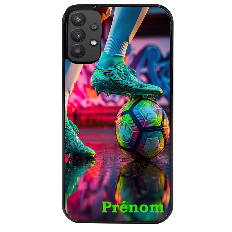 Coque noire taperso pour galaxy A22 A32 A52 A52S 4G 5G  avec motif foot controle personnalisee protection antichoc personnalisée
