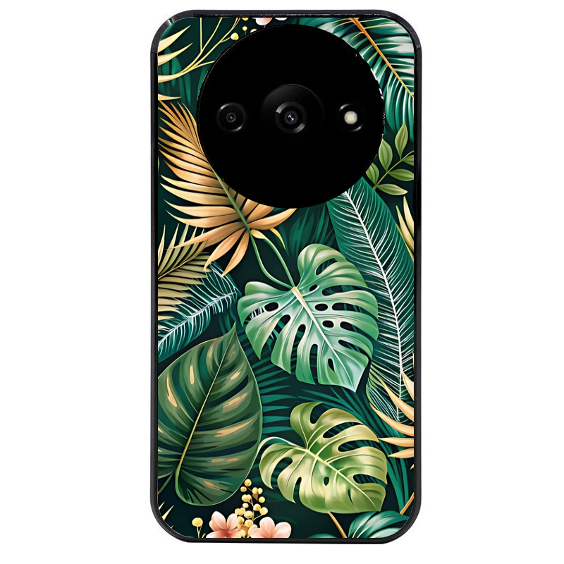 Coque noire taperso pour Redmi A3 avec motif jungle dore protection antichoc personnalisée