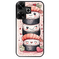 Coque noire taperso pour POCO M6 4G avec motif sushi kawai anime protection antichoc personnalisée