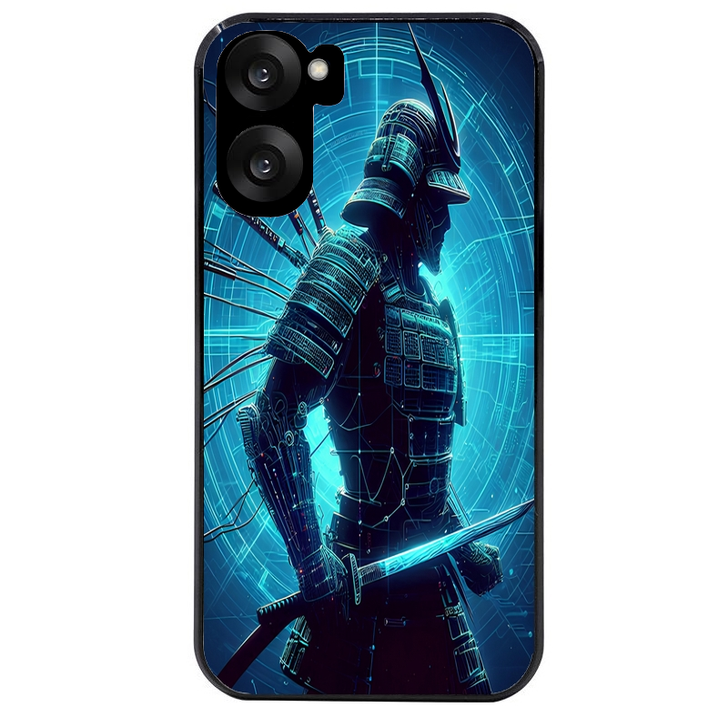 Coque noire taperso pour OnePlus Nord CE5 avec motif samourai bleu protection antichoc personnalisée