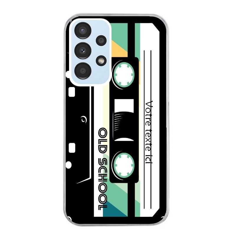 Coque taperso pour Galaxy A13 4G et 5G A23 A53 personnalisable avec motif cassette vintage protection antichoc personnalisée