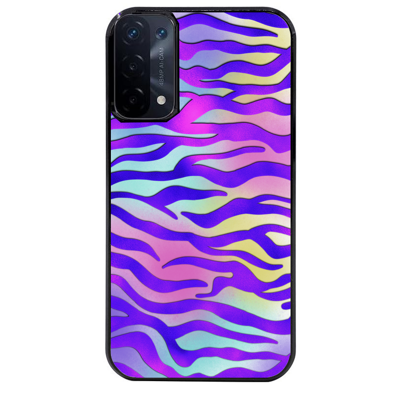 Coque noire taperso pour OPPO A54 et A74 5G avec motif zebre color protection antichoc personnalisée