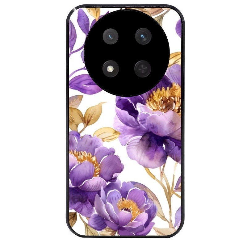 Coque noire taperso pour Magic 7 LITE et PRO avec motif fleur pivoine protection antichoc personnalisée