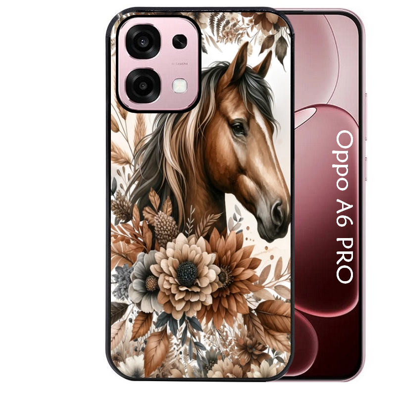 Coque noire taperso pour OPPO A6 PRO 4G et 5G avec motif cheval automne protection antichoc personnalisée