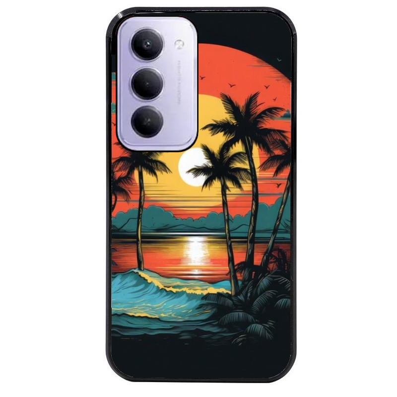 Coque noire taperso pour Redmi 15 4G et 5G avec motif hawaii palmier protection antichoc personnalisée