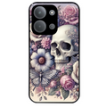 Coque noire taperso pour POCO C85 avec motif tete de mort pastel protection antichoc personnalisée