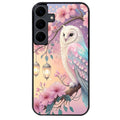 Coque noire taperso pour galaxy A06 A16 A26 A36 A56 avec motif chouette cerisier protection antichoc personnalisée