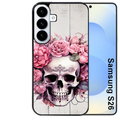 Coque noire taperso pour galaxy S26 et PLUS ULTRA FE avec motif tete de mort floral protection antichoc personnalisée