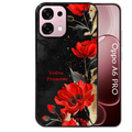 Coque noire taperso pour OPPO A6 PRO 4G et 5G avec motif fleur rouge avec prenom protection antichoc personnalisée