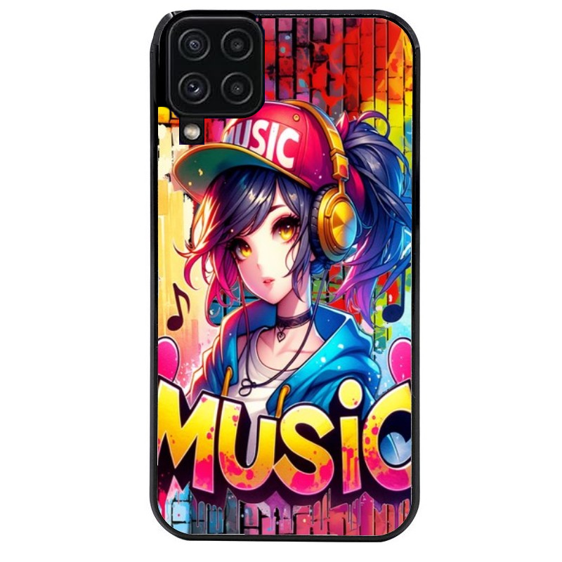 Coque noire taperso pour galaxy A22 A32 A52 A52S 4G 5G  avec motif anime manga et music protection antichoc personnalisée
