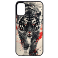 Coque noire taperso pour Moto E13 E14 E15 avec motif tigre japan protection antichoc personnalisée