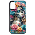 Coque noire taperso pour Moto E13 E14 E15 avec motif tete de mort calavera bleu protection antichoc personnalisée