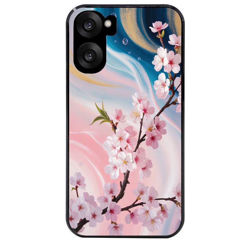 Coque noire taperso pour OnePlus Nord CE5 avec motif marbre fleur cerisier protection antichoc personnalisée