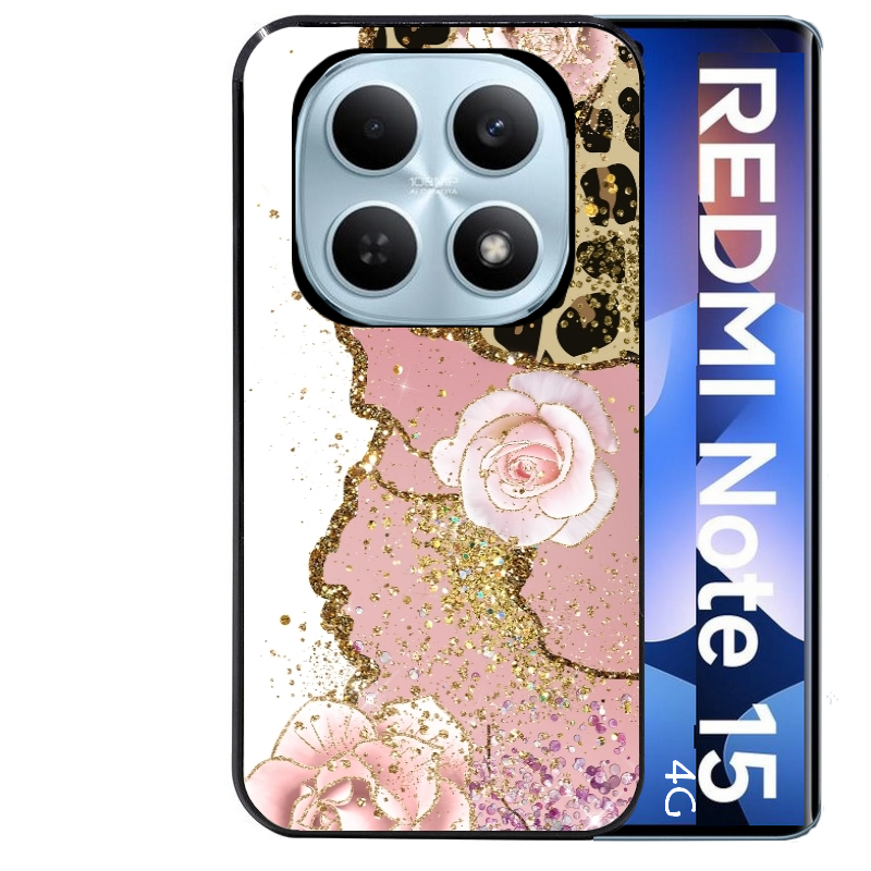 Coque noire taperso pour Redmi Note 15 et PRO PLUS 4G 5G avec motif marbre fleur leopard protection antichoc personnalisée