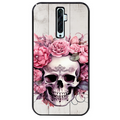 Coque noire taperso pour OPPO Reno 2 et 2Z avec motif tete de mort floral protection antichoc personnalisée
