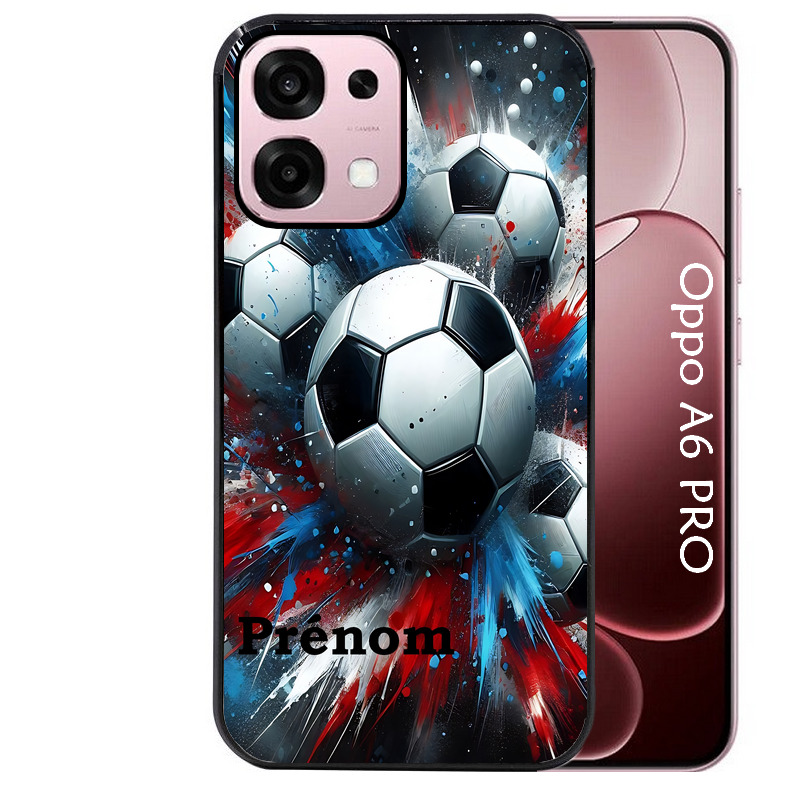 Coque noire taperso pour OPPO A6 PRO 4G et 5G avec motif foot tricolore personnalisee protection antichoc personnalisée