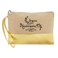 Pochette personnsalisée joyeux anniversaire  en jute et doré en jute et doré
