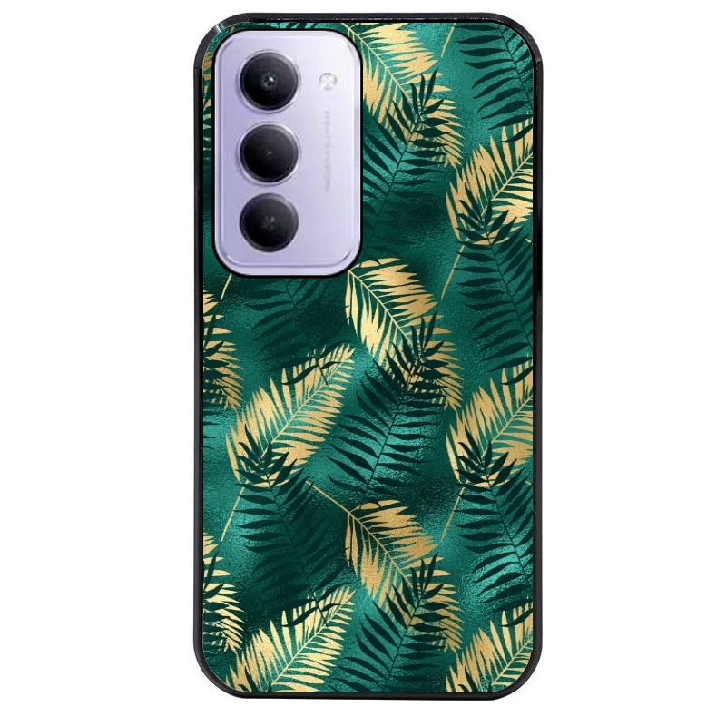 Coque noire taperso pour Redmi 15 4G et 5G avec motif palmier vert protection antichoc personnalisée