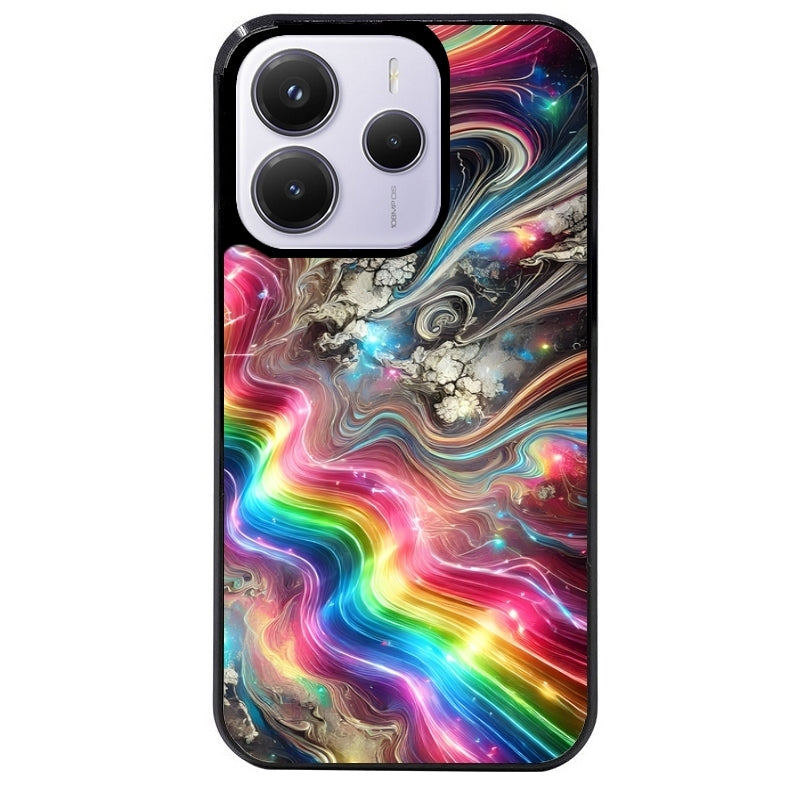 Coque noire taperso pour Redmi Note 14 et PRO PLUS 4G 5G avec motif marbre arc en ciel protection antichoc personnalisée