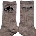 Chaussettes personnalisées paillettes bronze motif éléphant maman