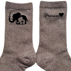 Chaussettes personnalisées paillettes bronze motif éléphant maman
