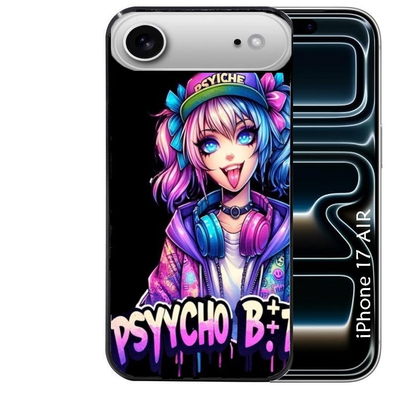 Coque noire taperso pour Iphone 17 17E AIR MAX PRO avec motif anime manga et psycho protection antichoc personnalisée