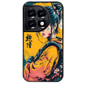 Coque noire taperso pour OnePlus 11 et 12 avec motif samourai girl anime protection antichoc personnalisée