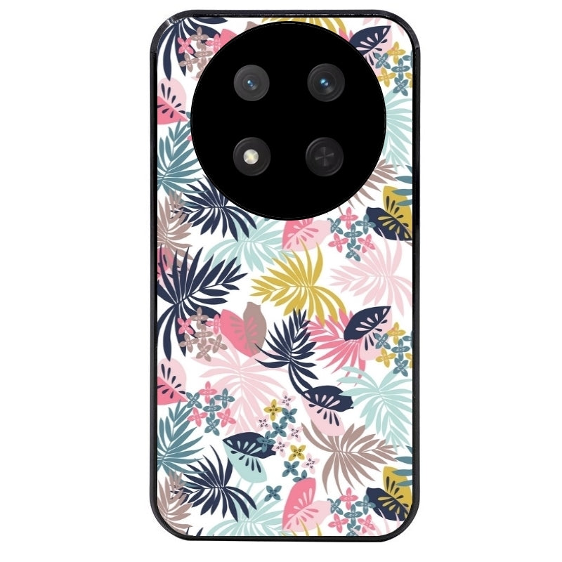 Coque noire taperso pour Magic 7 LITE et PRO avec motif jungle et fleur rose protection antichoc personnalisée