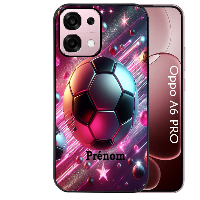 Coque noire taperso pour OPPO A6 PRO 4G et 5G avec motif foot etoile personnalisee protection antichoc personnalisée
