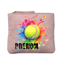 Porte monnaie personnalisé motif tennis color rose clair en feutrine en feutrine
