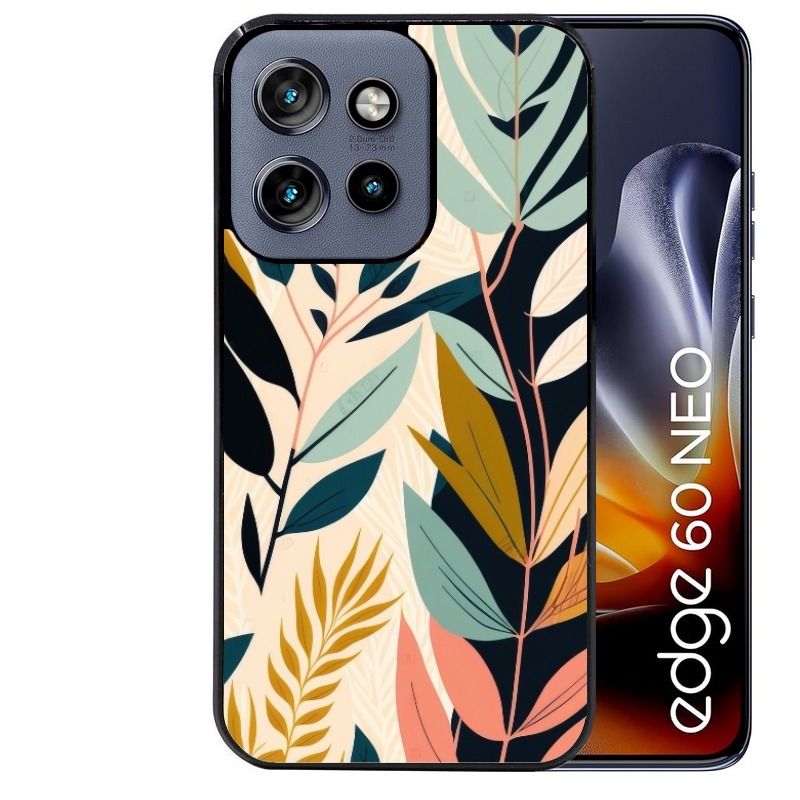 Coque noire taperso pour Moto Edge 60 et Neo Fusion Pro avec motif vintage et fleur protection antichoc personnalisée